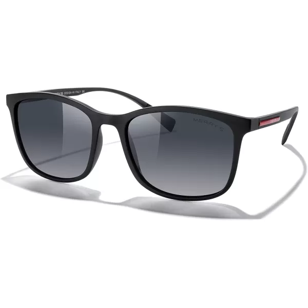 MERRYS Square Polarized Sunglasses for Men Women Ultralight Shades Driving Fishing Golf UV400 S8668Matte Black FrameBlack Gradient LensRed Temples