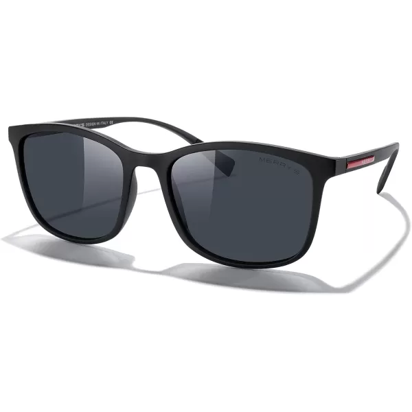MERRYS Square Polarized Sunglasses for Men Women Ultralight Shades Driving Fishing Golf UV400 S8668Matte Black FrameBlack LensRed Temples