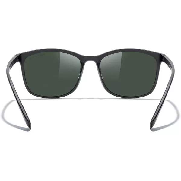 MERRYS Square Polarized Sunglasses for Men Women Ultralight Shades Driving Fishing Golf UV400 S8668Matte Black FrameG15 LensRed Temples