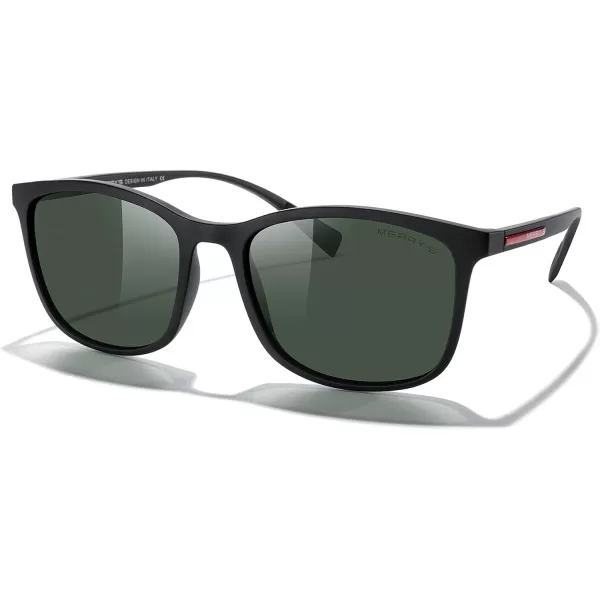 MERRYS Square Polarized Sunglasses for Men Women Ultralight Shades Driving Fishing Golf UV400 S8668Matte Black FrameG15 LensRed Temples