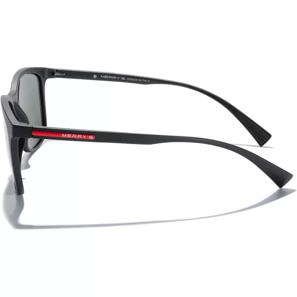 MERRYS Square Polarized Sunglasses for Men Women Ultralight Shades Driving Fishing Golf UV400 S8668Matte Black FrameG15 LensRed Temples