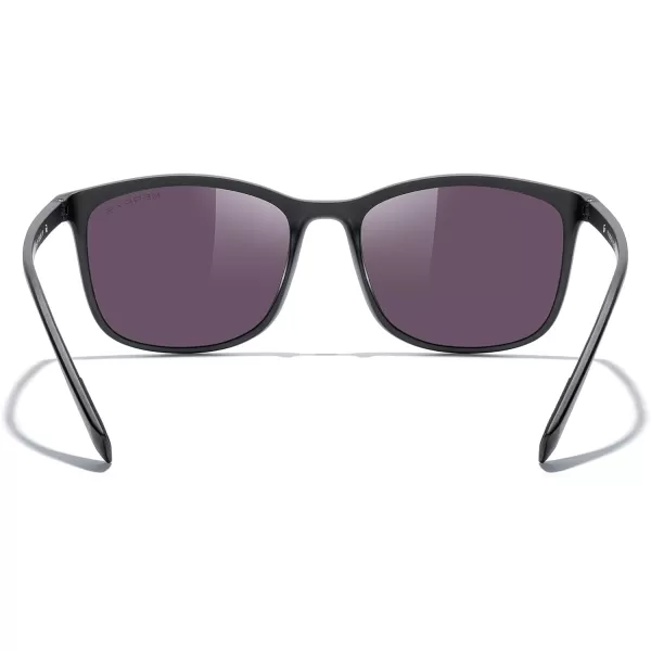 MERRYS Square Polarized Sunglasses for Men Women Ultralight Shades Driving Fishing Golf UV400 S8668Matte Black FrameGreen Mirror LensRed Temples