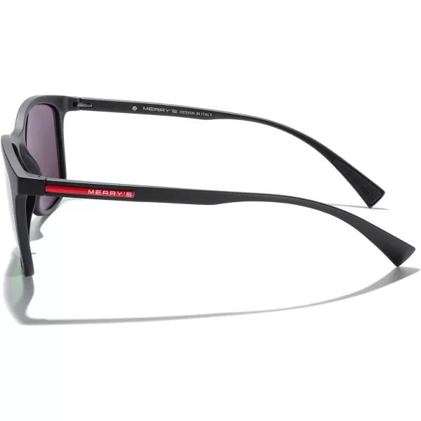 MERRYS Square Polarized Sunglasses for Men Women Ultralight Shades Driving Fishing Golf UV400 S8668Matte Black FrameGreen Mirror LensRed Temples