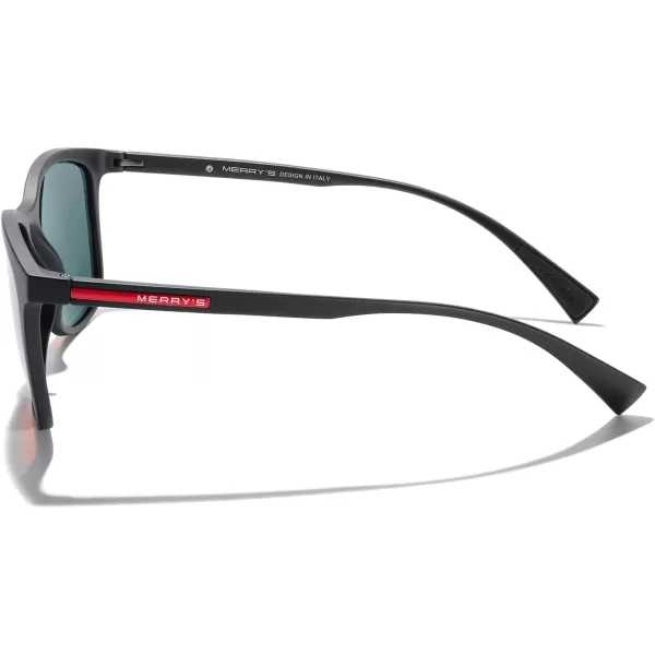 MERRYS Square Polarized Sunglasses for Men Women Ultralight Shades Driving Fishing Golf UV400 S8668Matte Black FrameRed Mirror LensRed Temples