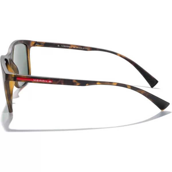 MERRYS Square Polarized Sunglasses for Men Women Ultralight Shades Driving Fishing Golf UV400 S8668Matte Leopard FrameG15 LensRed Temples
