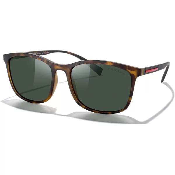 MERRYS Square Polarized Sunglasses for Men Women Ultralight Shades Driving Fishing Golf UV400 S8668Matte Leopard FrameG15 LensRed Temples