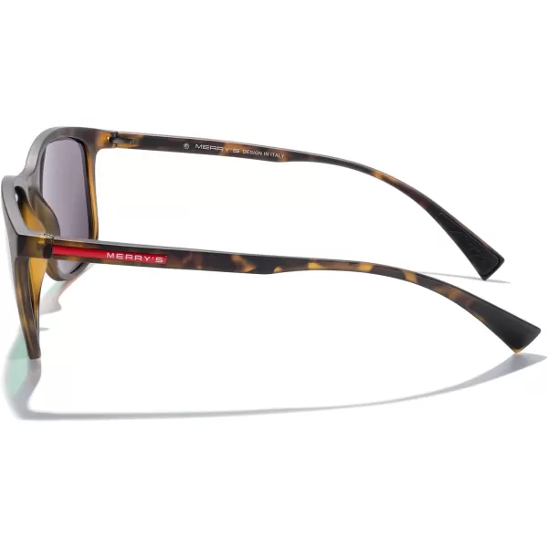 MERRYS Square Polarized Sunglasses for Men Women Ultralight Shades Driving Fishing Golf UV400 S8668Matte Leopard FrameGreen Mirror LensRed Temples