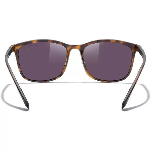 MERRYS Square Polarized Sunglasses for Men Women Ultralight Shades Driving Fishing Golf UV400 S8668Matte Leopard FrameGreen Mirror LensRed Temples