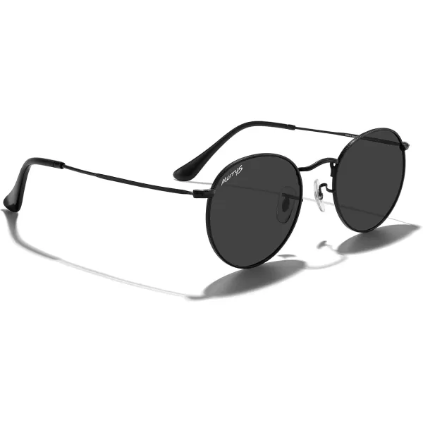 MERRYS Trendy Round Metal Polarized Sunglasses for Women and Men Retro Classic Vintage Shades S6447Black FrameBlack Lens