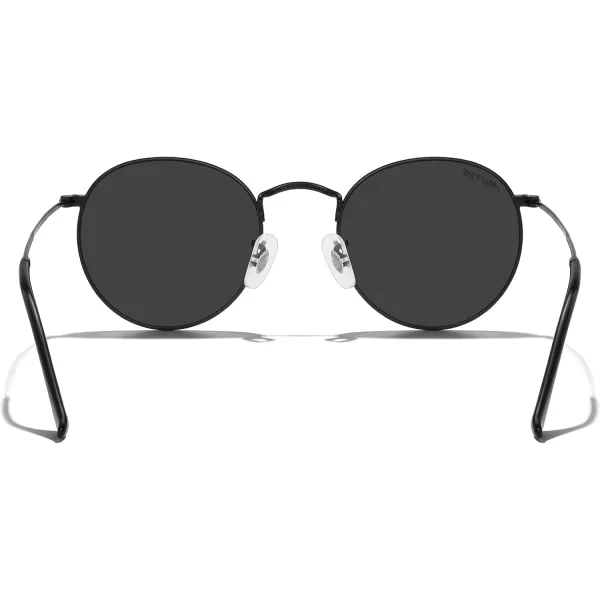 MERRYS Trendy Round Metal Polarized Sunglasses for Women and Men Retro Classic Vintage Shades S6447Black FrameBlack Lens