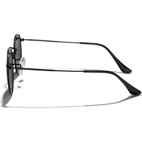MERRYS Trendy Round Metal Polarized Sunglasses for Women and Men Retro Classic Vintage Shades S6447Black FrameBlack Lens