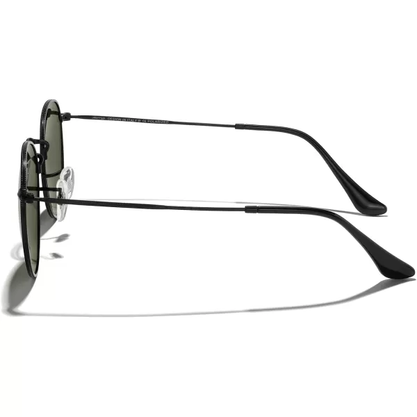 MERRYS Trendy Round Metal Polarized Sunglasses for Women and Men Retro Classic Vintage Shades S6447Black FrameG15 Lens