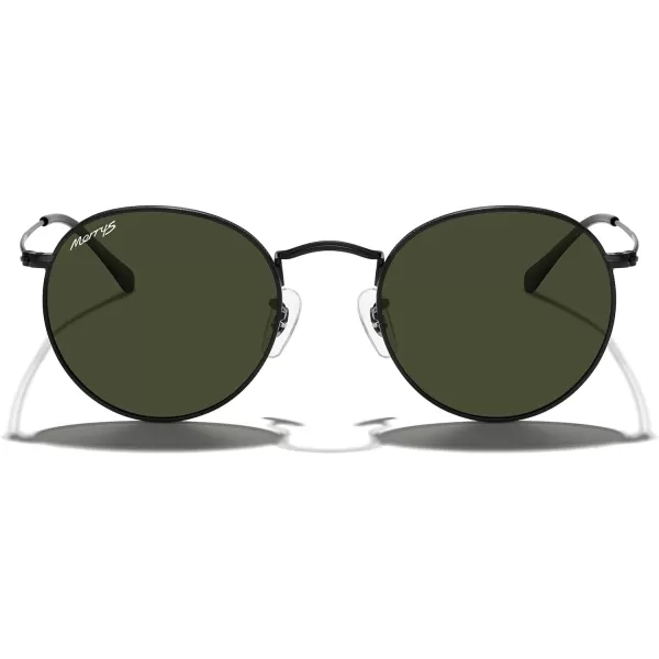 MERRYS Trendy Round Metal Polarized Sunglasses for Women and Men Retro Classic Vintage Shades S6447Black FrameG15 Lens