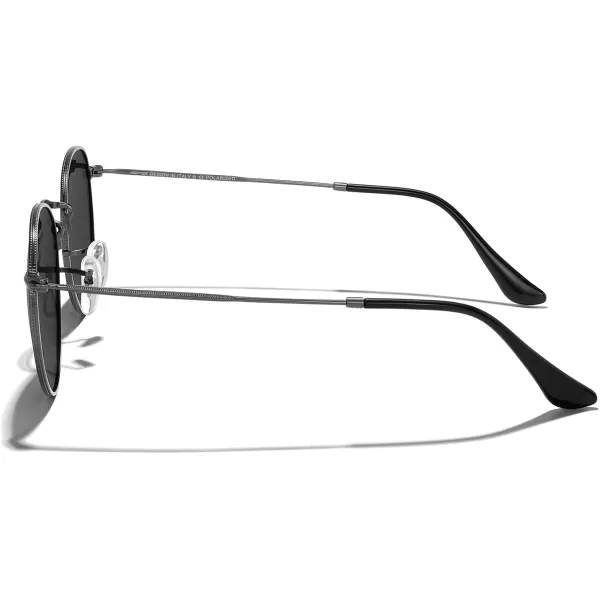 MERRYS Trendy Round Metal Polarized Sunglasses for Women and Men Retro Classic Vintage Shades S6447Gunmetal FrameBlack Lens