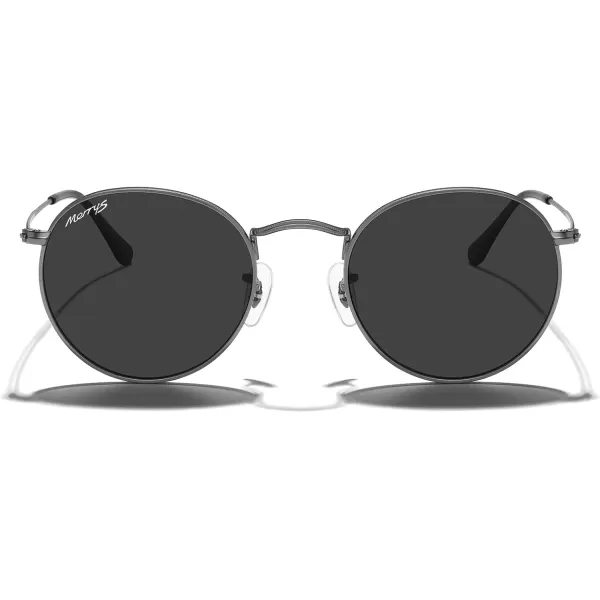 MERRYS Trendy Round Metal Polarized Sunglasses for Women and Men Retro Classic Vintage Shades S6447Gunmetal FrameBlack Lens