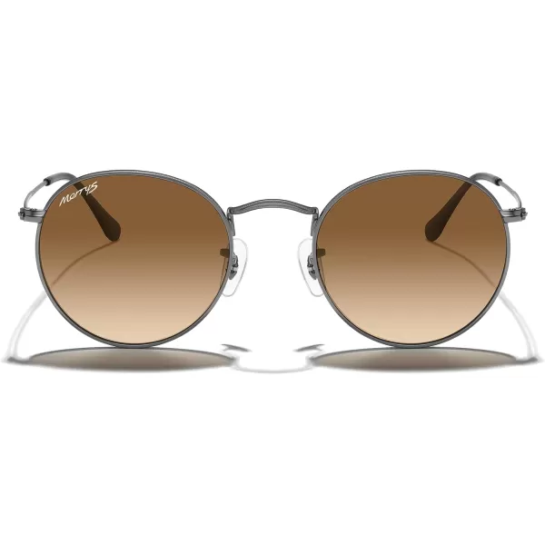 MERRYS Trendy Round Metal Polarized Sunglasses for Women and Men Retro Classic Vintage Shades S6447Gunmetal FrameBrown Gradient Lens