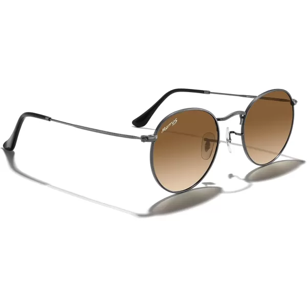 MERRYS Trendy Round Metal Polarized Sunglasses for Women and Men Retro Classic Vintage Shades S6447Gunmetal FrameBrown Gradient Lens