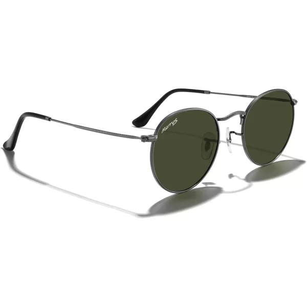 MERRYS Trendy Round Metal Polarized Sunglasses for Women and Men Retro Classic Vintage Shades S6447Gunmetal FrameG15 Lens
