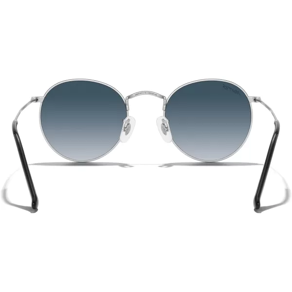 MERRYS Trendy Round Metal Polarized Sunglasses for Women and Men Retro Classic Vintage Shades S6447Matte Chrome FrameBlue Gradient Lens