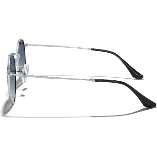 MERRYS Trendy Round Metal Polarized Sunglasses for Women and Men Retro Classic Vintage Shades S6447Matte Chrome FrameBlue Gradient Lens