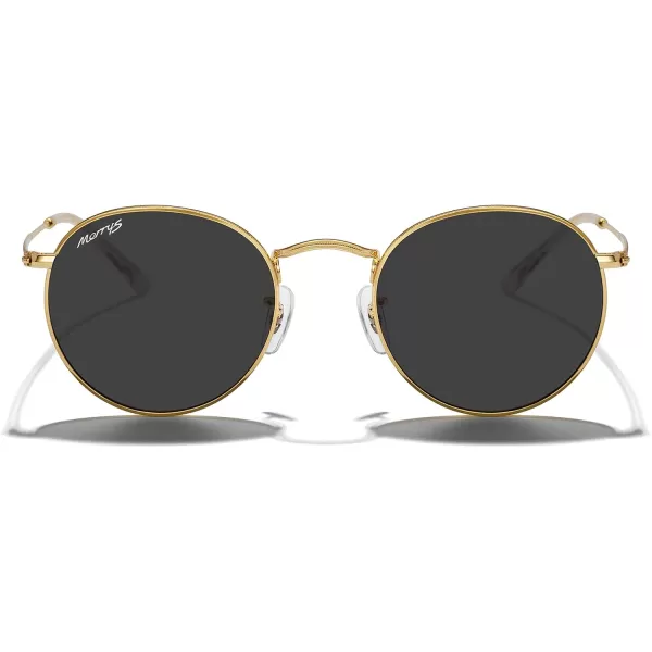 MERRYS Trendy Round Metal Polarized Sunglasses for Women and Men Retro Classic Vintage Shades S6447Polished Gold FrameBlack Lens