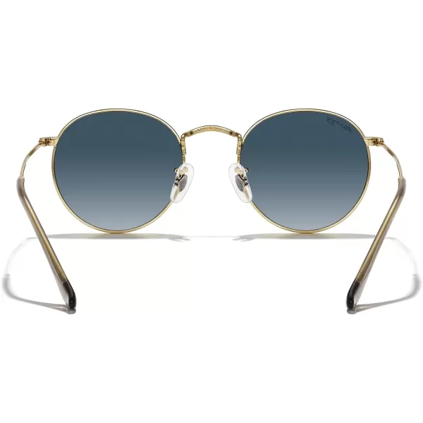 MERRYS Trendy Round Metal Polarized Sunglasses for Women and Men Retro Classic Vintage Shades S6447Polished Gold FrameBlue Gradient Lens