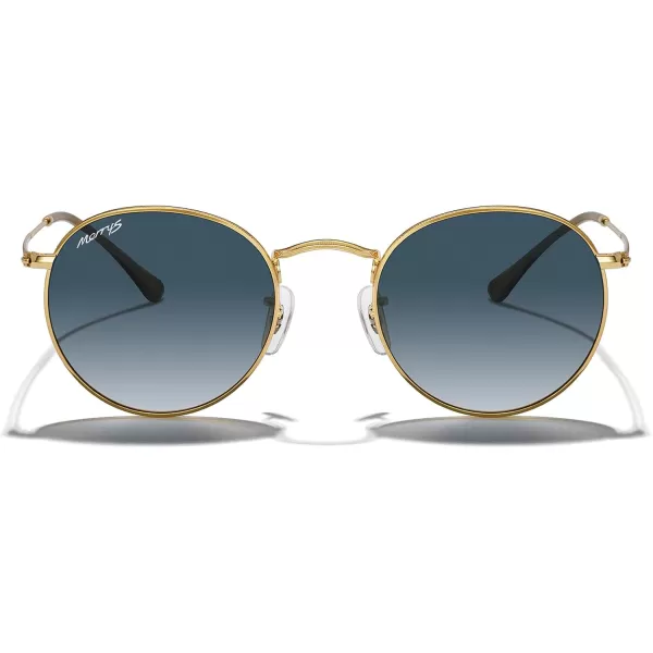 MERRYS Trendy Round Metal Polarized Sunglasses for Women and Men Retro Classic Vintage Shades S6447Polished Gold FrameBlue Gradient Lens