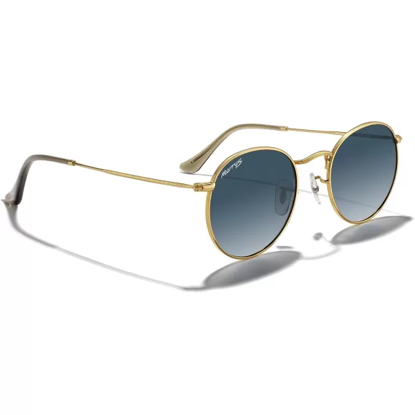 MERRYS Trendy Round Metal Polarized Sunglasses for Women and Men Retro Classic Vintage Shades S6447Polished Gold FrameBlue Gradient Lens