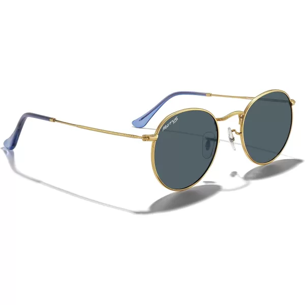 MERRYS Trendy Round Metal Polarized Sunglasses for Women and Men Retro Classic Vintage Shades S6447Polished Gold FrameBlue Lens