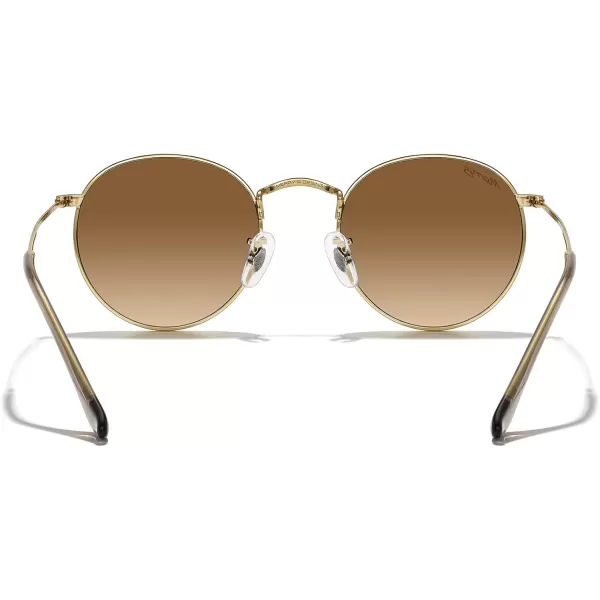 MERRYS Trendy Round Metal Polarized Sunglasses for Women and Men Retro Classic Vintage Shades S6447Polished Gold FrameBrown Gradient Lens