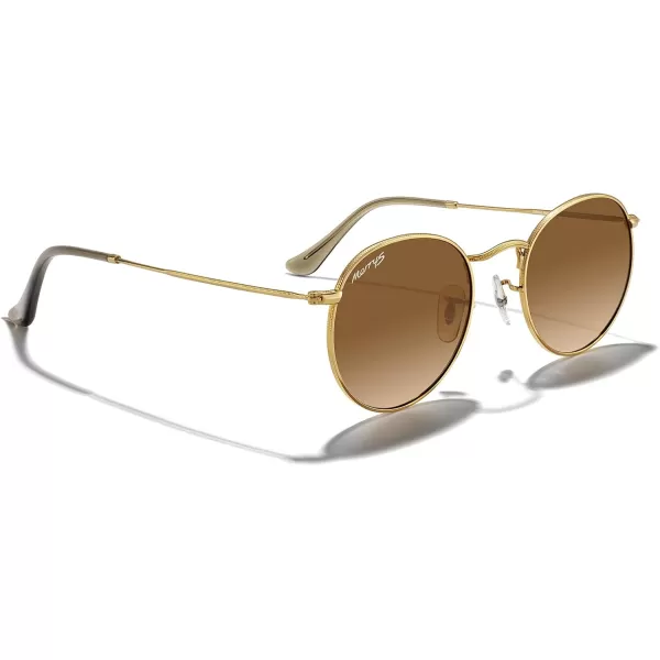 MERRYS Trendy Round Metal Polarized Sunglasses for Women and Men Retro Classic Vintage Shades S6447Polished Gold FrameBrown Gradient Lens