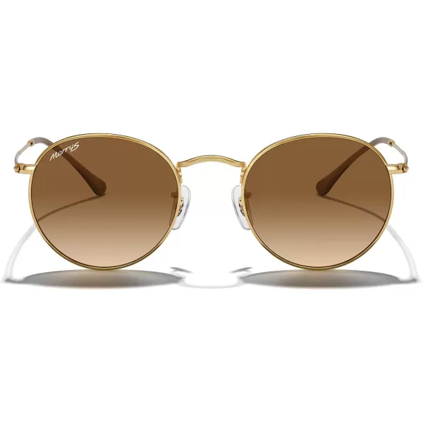 MERRYS Trendy Round Metal Polarized Sunglasses for Women and Men Retro Classic Vintage Shades S6447Polished Gold FrameBrown Gradient Lens