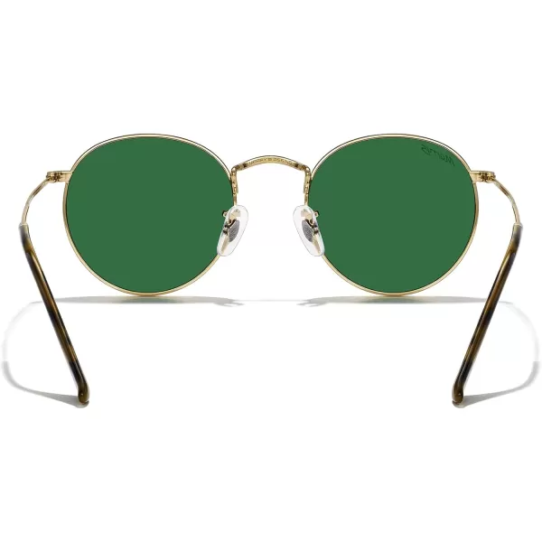 MERRYS Trendy Round Metal Polarized Sunglasses for Women and Men Retro Classic Vintage Shades S6447Polished Gold FrameCyclamen Lens