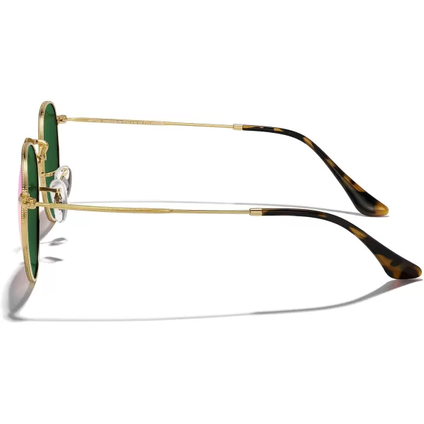 MERRYS Trendy Round Metal Polarized Sunglasses for Women and Men Retro Classic Vintage Shades S6447Polished Gold FrameCyclamen Lens