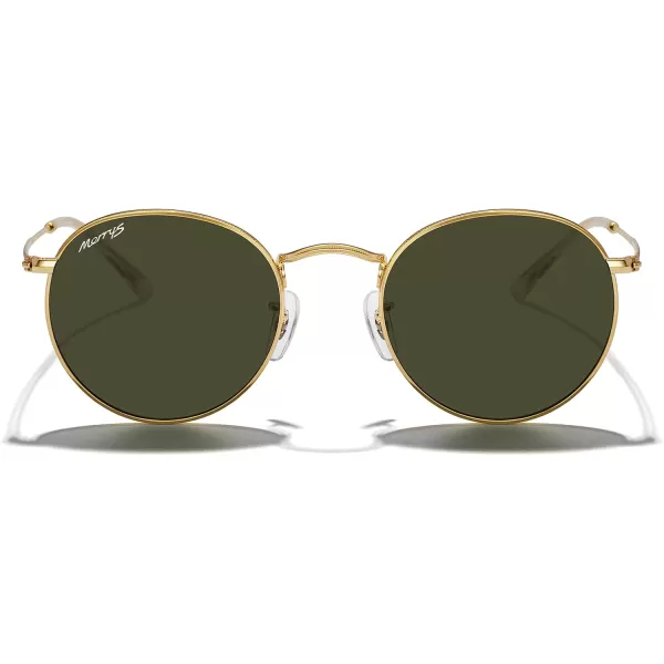 MERRYS Trendy Round Metal Polarized Sunglasses for Women and Men Retro Classic Vintage Shades S6447Polished Gold FrameG15 Lens
