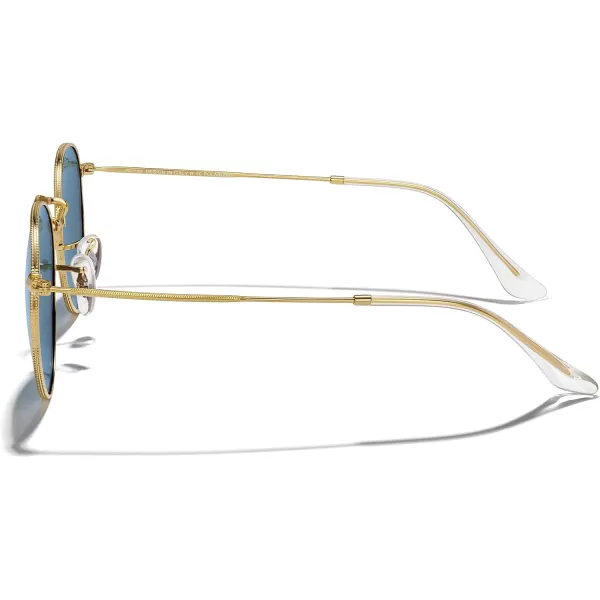 MERRYS Trendy Round Metal Polarized Sunglasses for Women and Men Retro Classic Vintage Shades S6447Polished Gold FrameLight Blue Lens