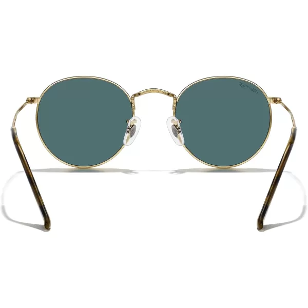 MERRYS Trendy Round Metal Polarized Sunglasses for Women and Men Retro Classic Vintage Shades S6447Polished Gold FrameOrange Mirror Lens