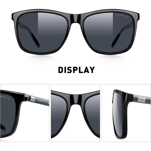 MERRYS Unisex Polarized Aluminum Sunglasses Vintage Sun Glasses For MenWomen S82860c01 Black FrameBlack LensGrey Temples
