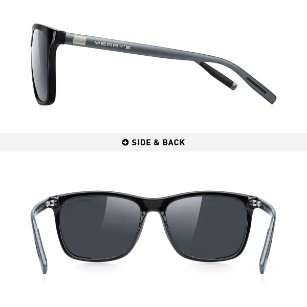 MERRYS Unisex Polarized Aluminum Sunglasses Vintage Sun Glasses For MenWomen S82860c01 Black FrameBlack LensGrey Temples