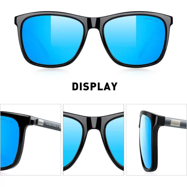 MERRYS Unisex Polarized Aluminum Sunglasses Vintage Sun Glasses For MenWomen S82860c02 Black FrameBlue Mirror LensGrey Temples