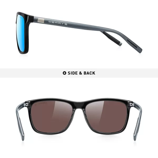 MERRYS Unisex Polarized Aluminum Sunglasses Vintage Sun Glasses For MenWomen S82860c02 Black FrameBlue Mirror LensGrey Temples