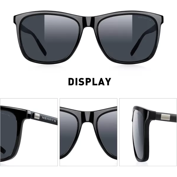 MERRYS Unisex Polarized Aluminum Sunglasses Vintage Sun Glasses For MenWomen S8286Black FrameBlack LensBlack Temples