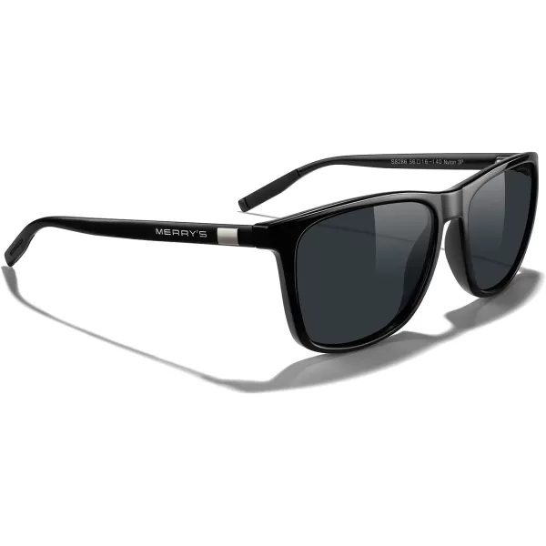 MERRYS Unisex Polarized Aluminum Sunglasses Vintage Sun Glasses For MenWomen S8286Black FrameBlack Nylon Polarized Lens