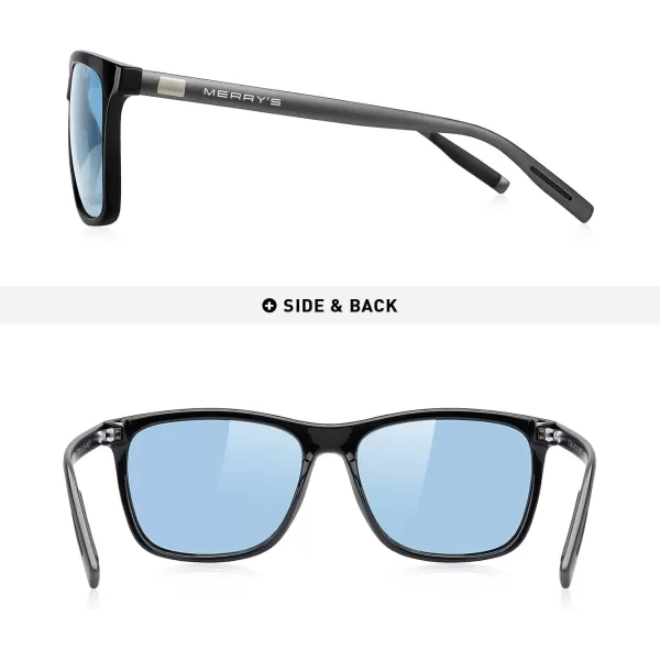 MERRYS Unisex Polarized Aluminum Sunglasses Vintage Sun Glasses For MenWomen S8286Black FrameBlue Tinted LensGray Temples
