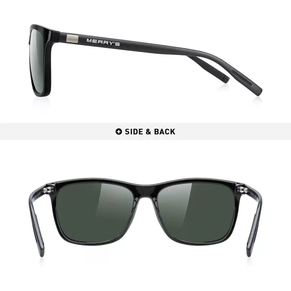 MERRYS Unisex Polarized Aluminum Sunglasses Vintage Sun Glasses For MenWomen S8286Black FrameG15 LensBlack Temples