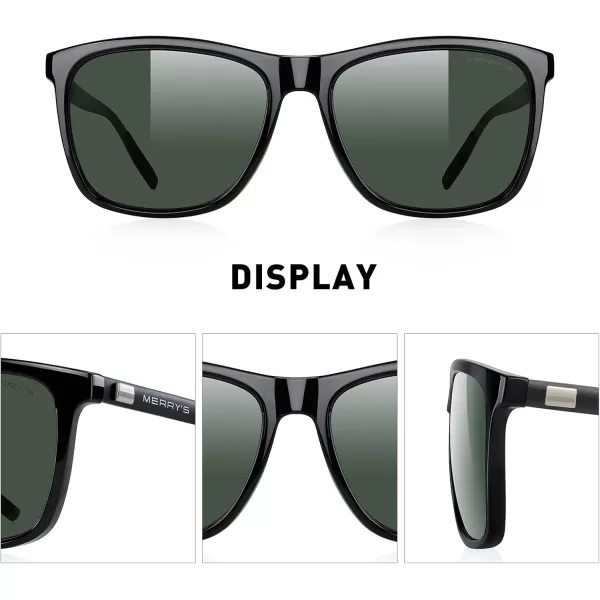 MERRYS Unisex Polarized Aluminum Sunglasses Vintage Sun Glasses For MenWomen S8286Black FrameG15 LensBlack Temples