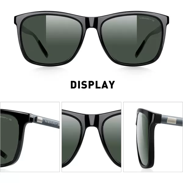 MERRYS Unisex Polarized Aluminum Sunglasses Vintage Sun Glasses For MenWomen S8286Black FrameG15 LensGrey Temples
