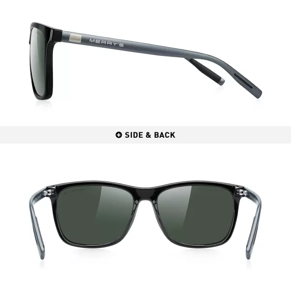 MERRYS Unisex Polarized Aluminum Sunglasses Vintage Sun Glasses For MenWomen S8286Black FrameG15 LensGrey Temples