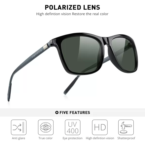 MERRYS Unisex Polarized Aluminum Sunglasses Vintage Sun Glasses For MenWomen S8286Black FrameG15 LensGrey Temples