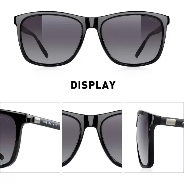 MERRYS Unisex Polarized Aluminum Sunglasses Vintage Sun Glasses For MenWomen S8286Black FrameGray Gradient LensBlack Temples